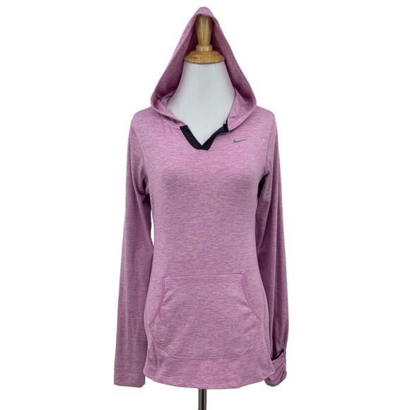 Nike Running Element Hooded Jacket Womens XS Purple Dri Fit Flat Seam Thumbholes - Picture 1 of 16